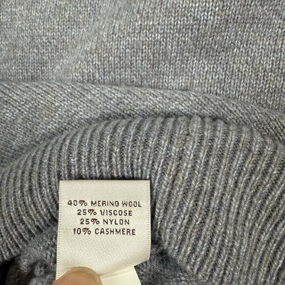 Peter Millar Wool Sweater Men's Size L Blue Cashmere Quarter Zip Pullover Italy - Picture 6 of 7